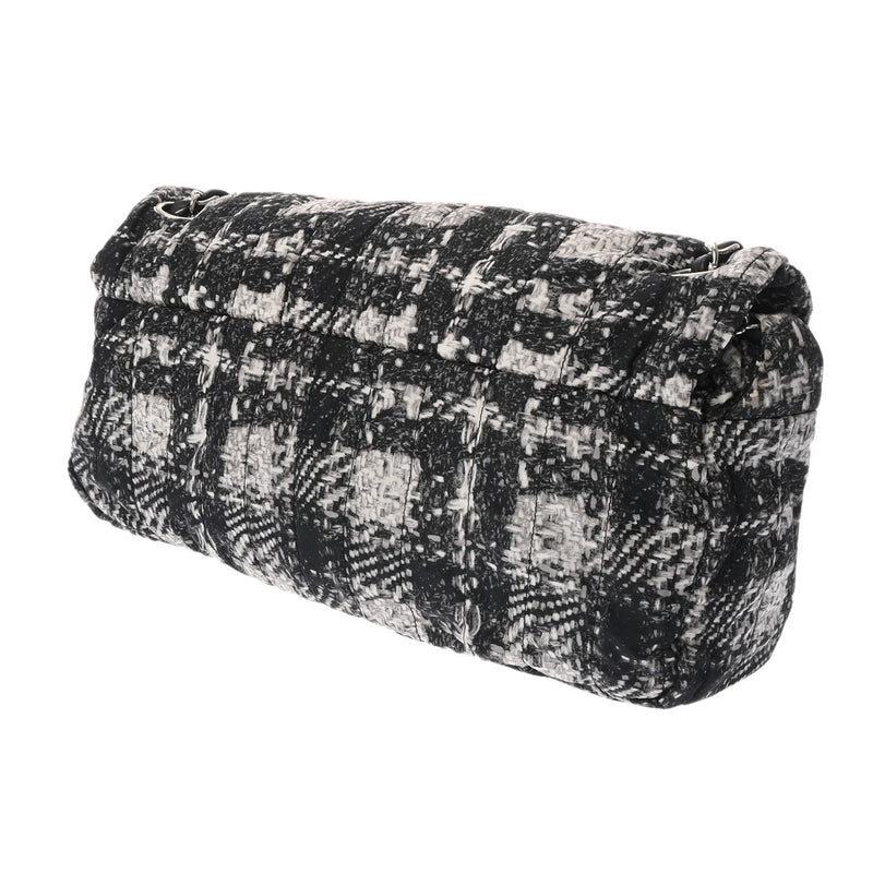 CHANEL シャネル ツイード柄 チェーンショルダー 黒/白 レディース ナイロン ショルダーバッグ ABランク 中古 銀蔵