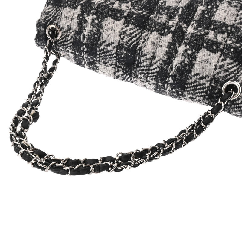 CHANEL シャネル ツイード柄 チェーンショルダー 黒/白 レディース ナイロン ショルダーバッグ ABランク 中古 銀蔵