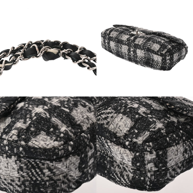 CHANEL シャネル ツイード柄 チェーンショルダー 黒/白 レディース ナイロン ショルダーバッグ ABランク 中古 銀蔵