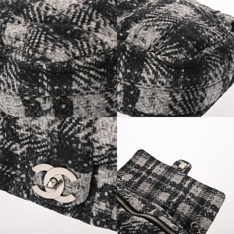 CHANEL シャネル ツイード柄 チェーンショルダー 黒/白 レディース ナイロン ショルダーバッグ ABランク 中古 銀蔵