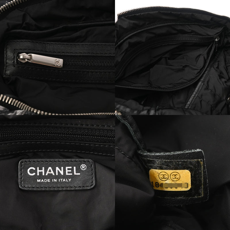 CHANEL シャネル ツイード柄 チェーンショルダー 黒/白 レディース ナイロン ショルダーバッグ ABランク 中古 銀蔵