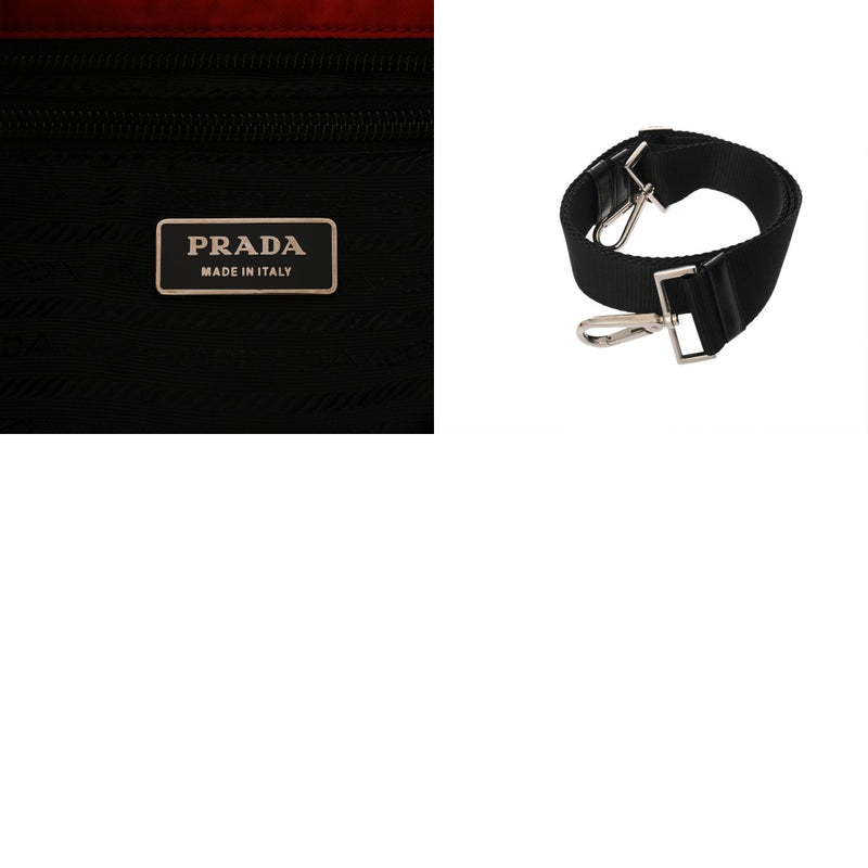 PRADA プラダ ロゴ プレート 2WAY トート レッド レディース ナイロン ショルダーバッグ ABランク 中古 銀蔵