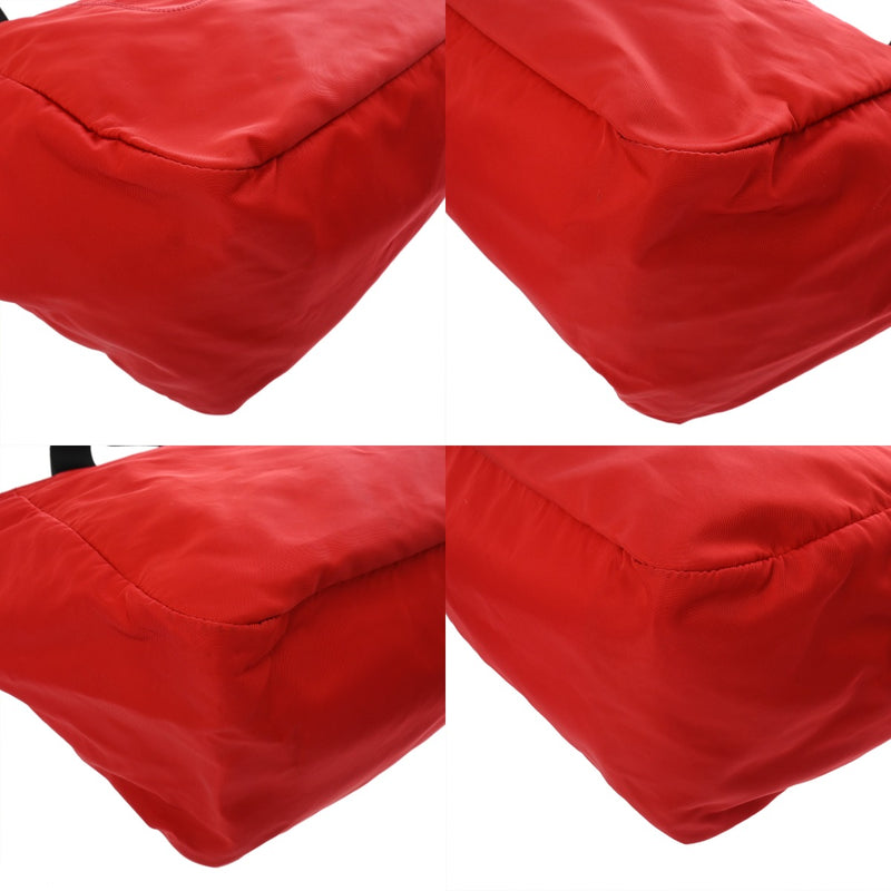 PRADA プラダ ロゴ プレート 2WAY トート レッド レディース ナイロン ショルダーバッグ ABランク 中古 銀蔵