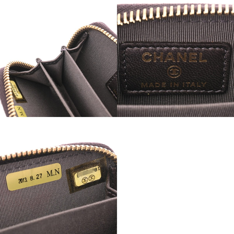 CHANEL シャネル マトラッセ カードケース パープル レディース ラムスキン コインケース ABランク 中古 銀蔵