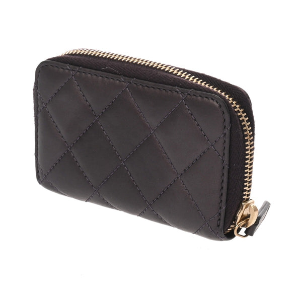 CHANEL シャネル マトラッセ カードケース パープル レディース ラムスキン コインケース ABランク 中古 銀蔵