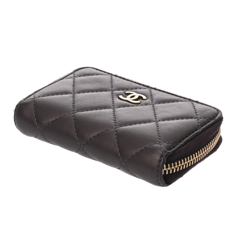 CHANEL シャネル マトラッセ カードケース パープル レディース ラムスキン コインケース ABランク 中古 銀蔵