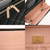 CHANEL シャネル トップハンドル ブラック レディース シャイニーカーフスキン バニティバッグ Aランク 中古 銀蔵