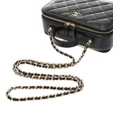 CHANEL シャネル トップハンドル ブラック レディース シャイニーカーフスキン バニティバッグ Aランク 中古 銀蔵