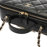 CHANEL シャネル マトラッセ トップハンドル ブラック レディース シャイニーカーフスキン バニティバッグ Aランク 中古 銀蔵