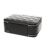 CHANEL シャネル トップハンドル ブラック レディース シャイニーカーフスキン バニティバッグ Aランク 中古 銀蔵