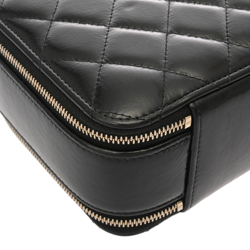 CHANEL シャネル トップハンドル ブラック レディース シャイニーカーフスキン バニティバッグ Aランク 中古 銀蔵