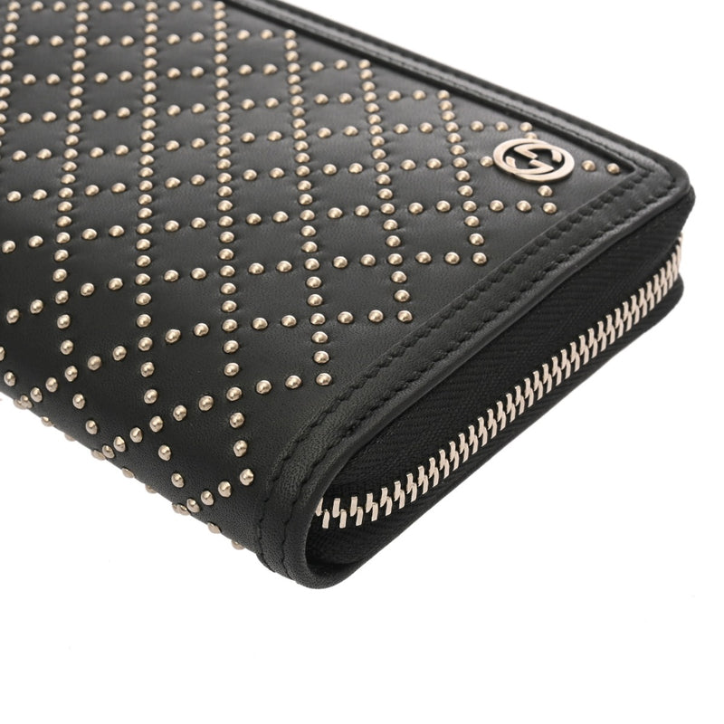 GUCCI グッチ ラウンドファスナー ディアマンテ スタッズ ブラック 449391 メンズ レザー 長財布 未使用 銀蔵