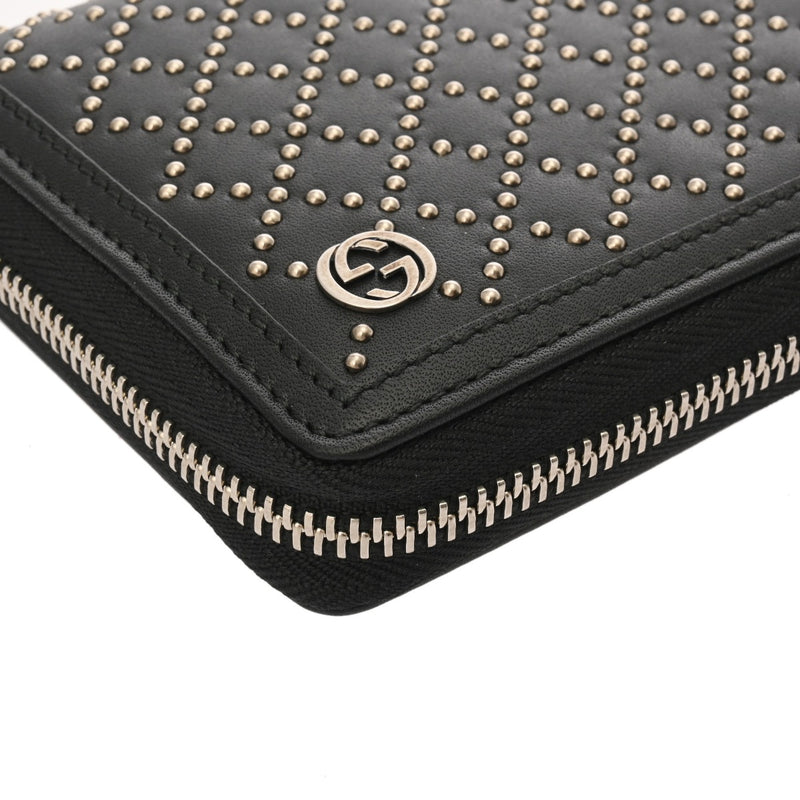GUCCI グッチ ラウンドファスナー ディアマンテ スタッズ ブラック 449391 メンズ レザー 長財布 未使用 銀蔵