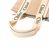 Chloe クロエ ウッディ ミディアム トートバッグ 千鳥格子柄 ホワイト/ブラウン レディース キャンバス トートバッグ 未使用 銀蔵