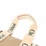 Chloe クロエ ウッディ ミディアム トートバッグ 千鳥格子柄 ホワイト/ブラウン レディース キャンバス トートバッグ 未使用 銀蔵