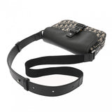 CHRISTIAN DIOR クリスチャンディオール メッセンジャーバッグ ネイビー/ベージュ 1ADP0049YKS ユニセックス オブリークジャガード/グレインドカーフ ショルダーバッグ Aランク 中古 銀蔵