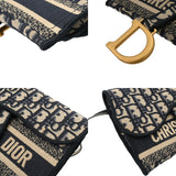 CHRISTIAN DIOR クリスチャンディオール オブリーク サドルスリムポーチ ブルー S5467CRIW レディース ジャガードキャンバス ショルダーバッグ ABランク 中古 銀蔵