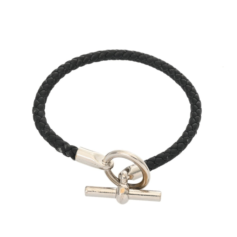 HERMES グレナン ブレスレット ブラック シルバー金具 エルメス グレナン ブレスレット ブラック シルバー金具 ユニセックス