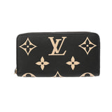 LOUIS VUITTON ルイヴィトン モノグラムアンプラント ジッピーウォレット バイカラー ブラック/ベージュ M80481 レディース レザー 長財布 Aランク 中古 銀蔵