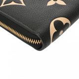 LOUIS VUITTON ルイヴィトン モノグラムアンプラント ジッピーウォレット バイカラー ブラック/ベージュ M80481 レディース レザー 長財布 Aランク 中古 銀蔵
