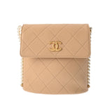 CHANEL シャネル マトラッセ ココマーク パール ベージュ レディース ラムスキン ショルダーバッグ ABランク 中古 銀蔵