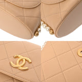 CHANEL シャネル マトラッセ ココマーク パール ベージュ レディース ラムスキン ショルダーバッグ ABランク 中古 銀蔵