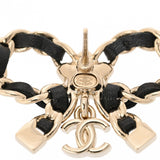 CHANEL シャネル ラインストーン リボン A25B レディース GP レザー ラインストーン ピアス Aランク 中古 銀蔵