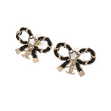 CHANEL シャネル ラインストーン リボン A25B レディース GP レザー ラインストーン ピアス Aランク 中古 銀蔵