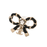 CHANEL シャネル ラインストーン リボン A25B レディース GP レザー ラインストーン ピアス Aランク 中古 銀蔵