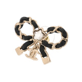 CHANEL シャネル ラインストーン リボン A25B レディース GP レザー ラインストーン ピアス Aランク 中古 銀蔵