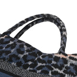CHRISTIAN DIOR クリスチャンディオール ブックトート ミディアム レオパード柄 ネイビー レディース キャンバス トートバッグ Bランク 中古 銀蔵