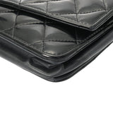 CHANEL シャネル ブリリアント チェーンウォレット ブラック A48692 レディース エナメル ショルダーバッグ Bランク 中古 銀蔵