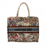 CHRISTIAN DIOR クリスチャンディオール ブックトート ミディアム 花柄 ホワイト レディース キャンバス ハンドバッグ Bランク 中古 銀蔵