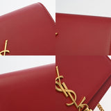 SAINT LAURENT サンローラン ケイト チェーンショルダー フリンジ レッド レディース レザー ショルダーバッグ ABランク 中古 銀蔵