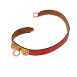 HERMES エルメス マイクロ リヴァル XS ルージュ ゴールド金具 □Q刻印(2013年頃) レディース レザー ブレスレット Aランク 中古 銀蔵