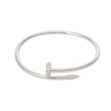 CARTIER カルティエ ジュストアンクル クラシックモデル ダイヤ #17 レディース K18ホワイトゴールド WG ブレスレット Aランク 中古 銀蔵