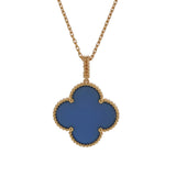 VAN CLEEF & ARPELS ヴァンクリーフ＆アーペル マジックアルハンブラ ロング ブルーアゲート レディース K18イエローゴールド YG ネックレス Aランク 中古 銀蔵