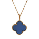 VAN CLEEF & ARPELS ヴァンクリーフ＆アーペル マジックアルハンブラ ロング ブルーアゲート レディース K18イエローゴールド YG ネックレス Aランク 中古 銀蔵