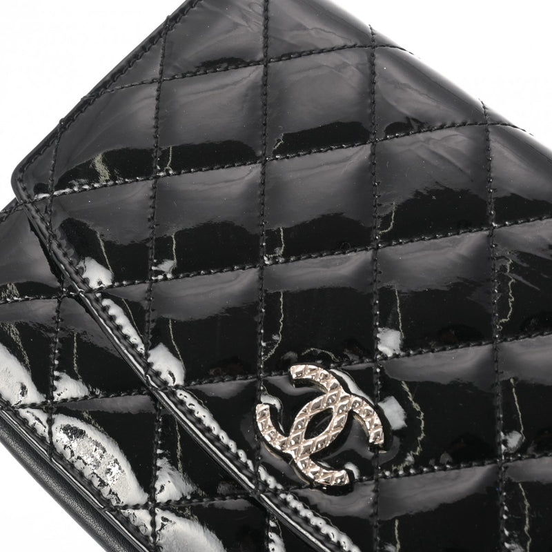 CHANEL シャネル ブリリアント チェーンウォレット 黒 レディース パテントレザー ショルダーバッグ ABランク 中古 銀蔵