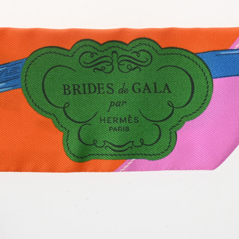 HERMES エルメス ツイリー Brides de Gala オレンジ/ブルー/シクラメン 063940S レディース シルク100％ スカーフ 未使用 銀蔵