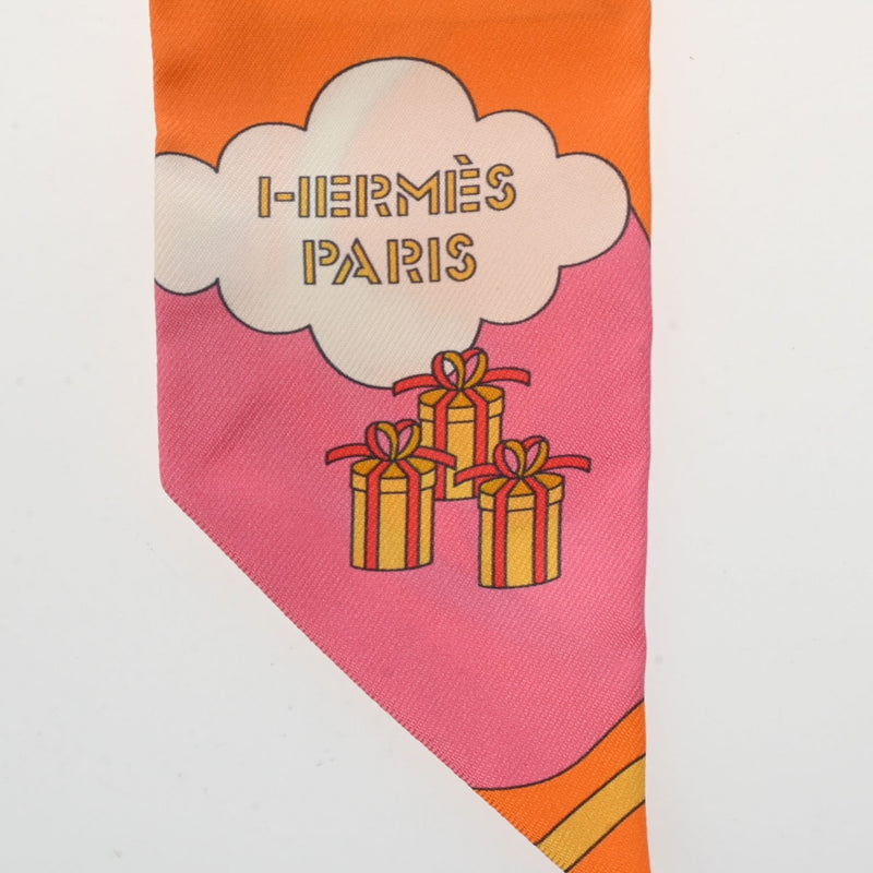 HERMES エルメス ツイリー Carres Volants オレンジ/ローズ/モーヴ - レディース シルク100％ スカーフ 未使用 銀蔵