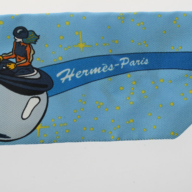 HERMES エルメス ツイリー Space Derdy ブルー/ジョーヌ/ルージュ 063573S レディース シルク100％ スカーフ 未使用 銀蔵