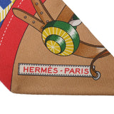HERMES エルメス ツイリー LES VOITURES NOUVELLE ブルー/ベージュ/ルージュ 064108S レディース シルク100％ スカーフ 未使用 銀蔵