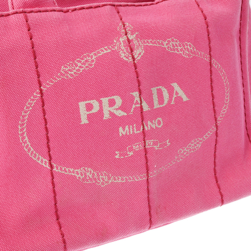 PRADA プラダ カナパ ミニ 2WAY  ピンク - レディース キャンバス トートバッグ Bランク 中古 銀蔵