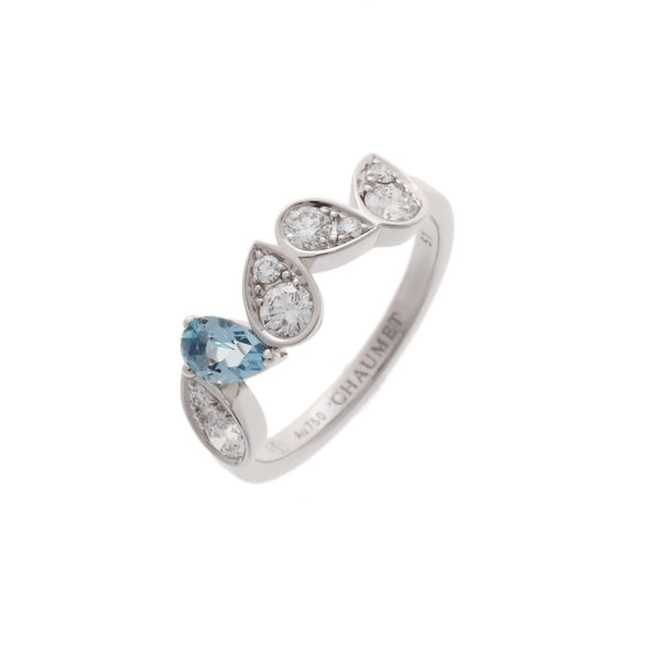 CHAUMET ショーメ ジョセフィーヌ ロンド エグレット #51 ダイヤ アクアマリン 10.5号 レディース K18ホワイトゴールド リング・指輪 Aランク 中古 銀蔵