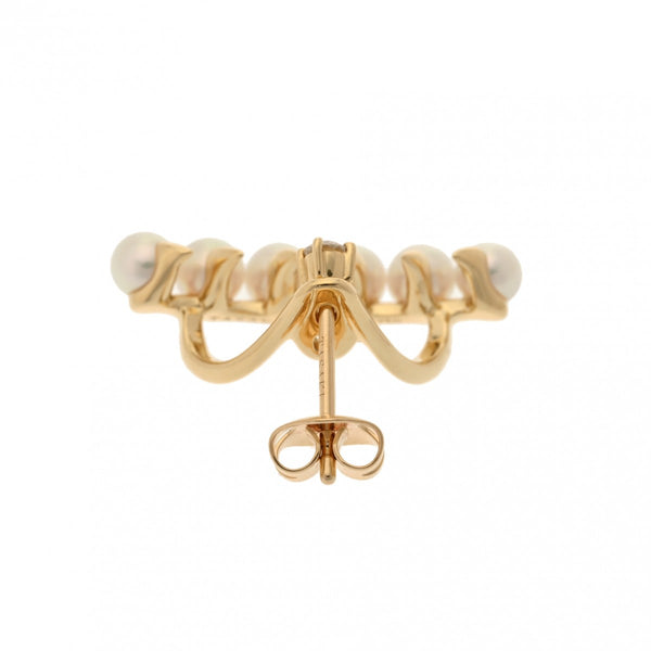 TASAKI タサキ デインジャー ガルパー パール ダイヤ 片耳 レディース K18イエローゴールド YG ピアス Aランク 中古 銀蔵