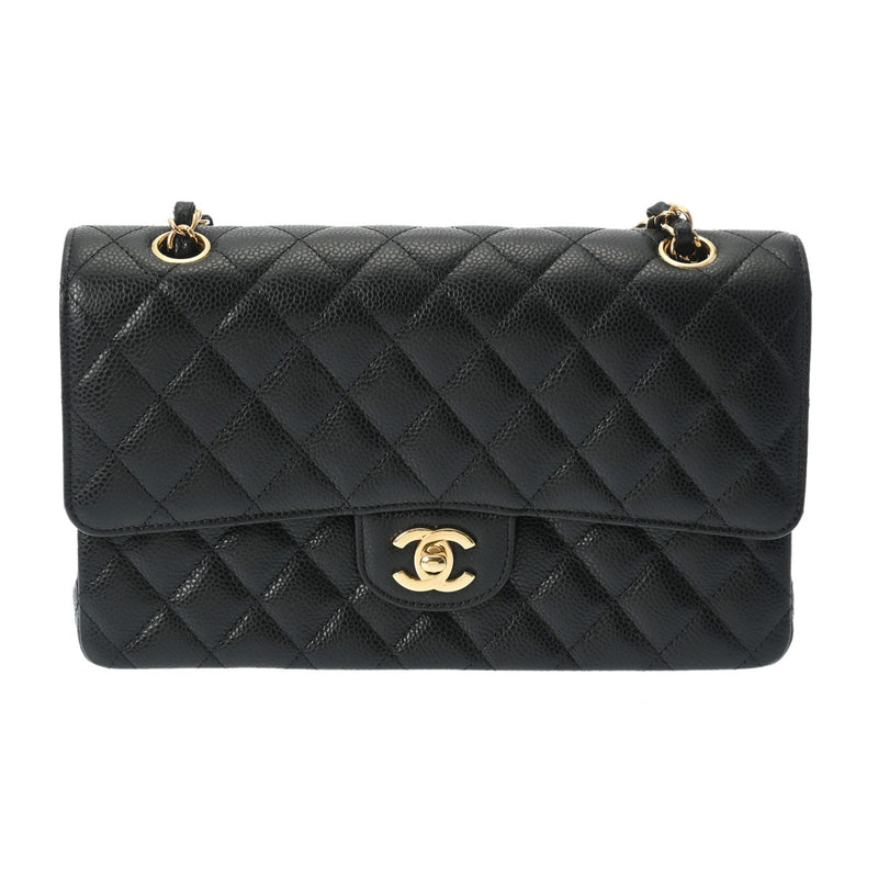 CHANEL シャネル マトラッセ チェーンショルダー Wフラップ 25cm ブラック レディース キャビアスキン ショルダーバッグ 新品 銀蔵