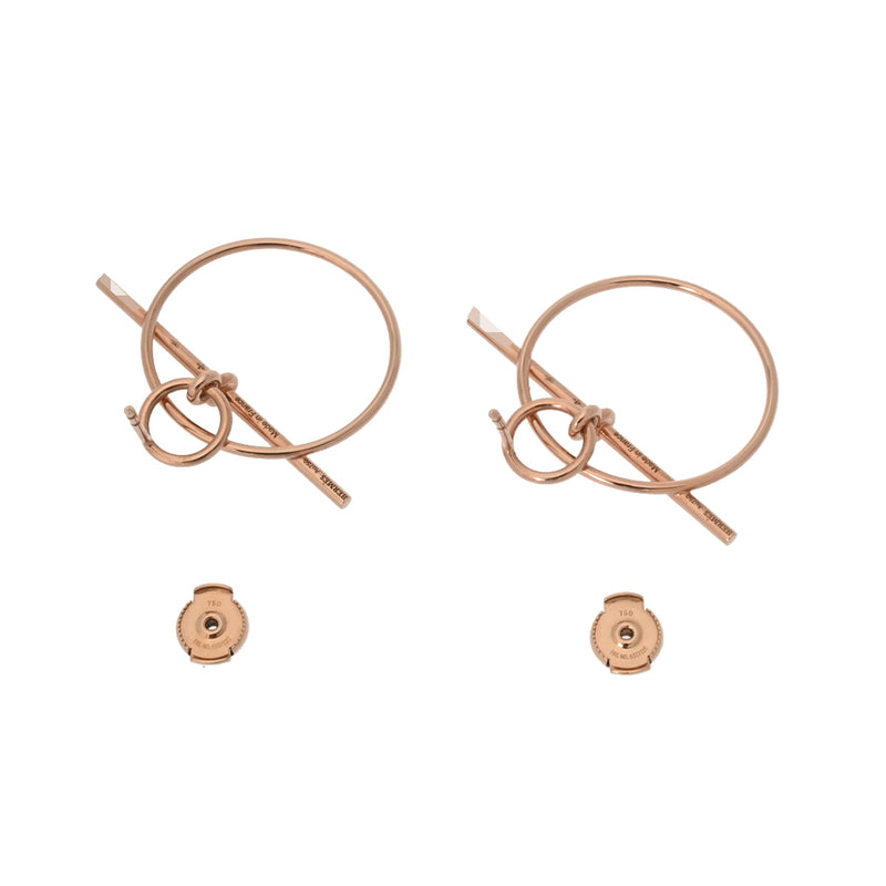 HERMES エルメス ループ レディース K18ピンクゴールド PG ピアス Aランク 中古 銀蔵