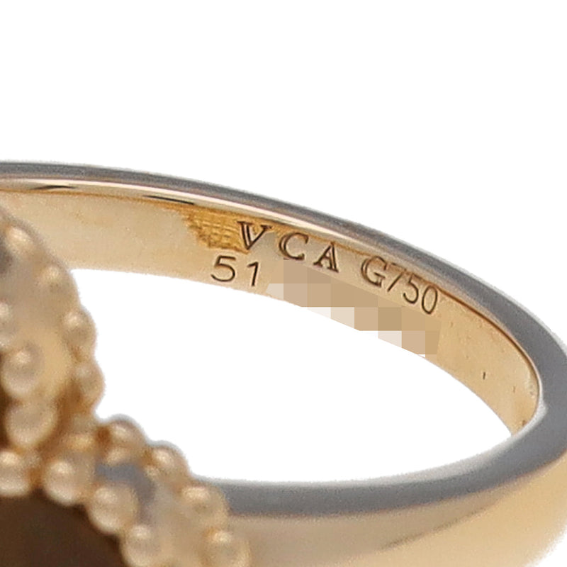 VAN CLEEF & ARPELS ヴァンクリーフ＆アーペル ヴィンテージ アルハンブラ タイガーアイ 9.5号 レディース K18イエローゴールド YG リング・指輪 Aランク 中古 銀蔵