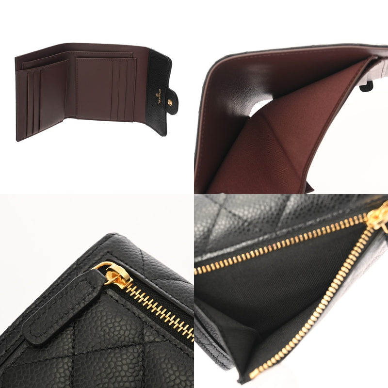 CHANEL シャネル クラシック スモールフラップウォレット ブラック AP0231 レディース キャビアスキン 三つ折り財布 未使用 銀蔵